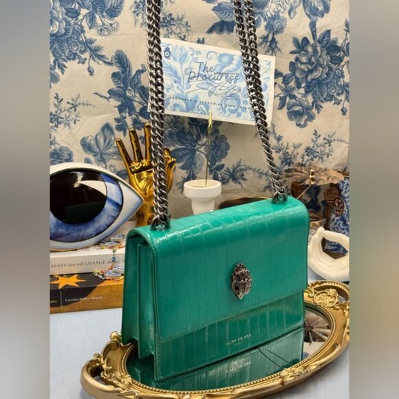 🆕 KURT GEIGER LONDON 🧿 NWOT Shoreditch Small Leather Crossbody Bag, Aqua Green - Picture 3 of 16
